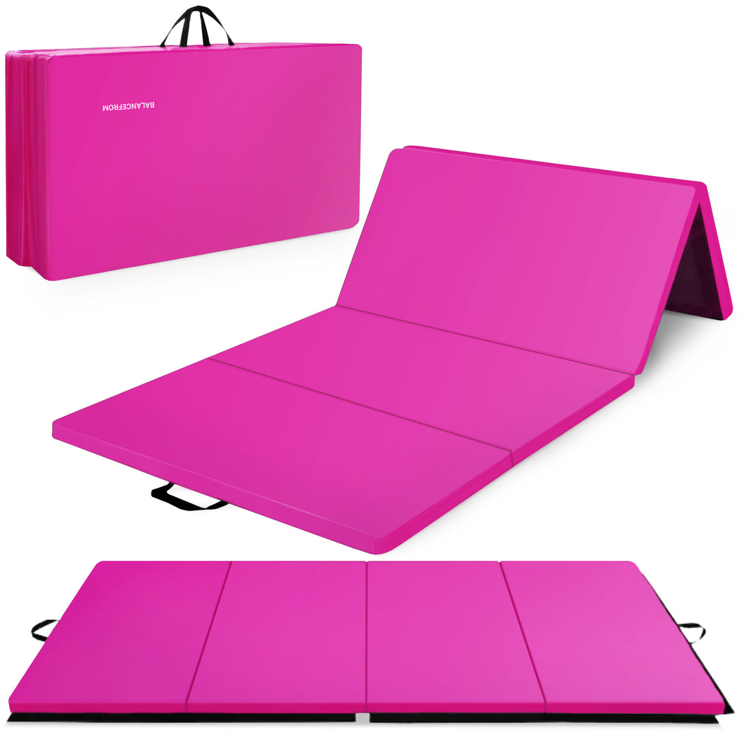 BalanceFrom Fitness 120 x 48" All Purpose Folding Gymnastics Exercise Mat, Pink