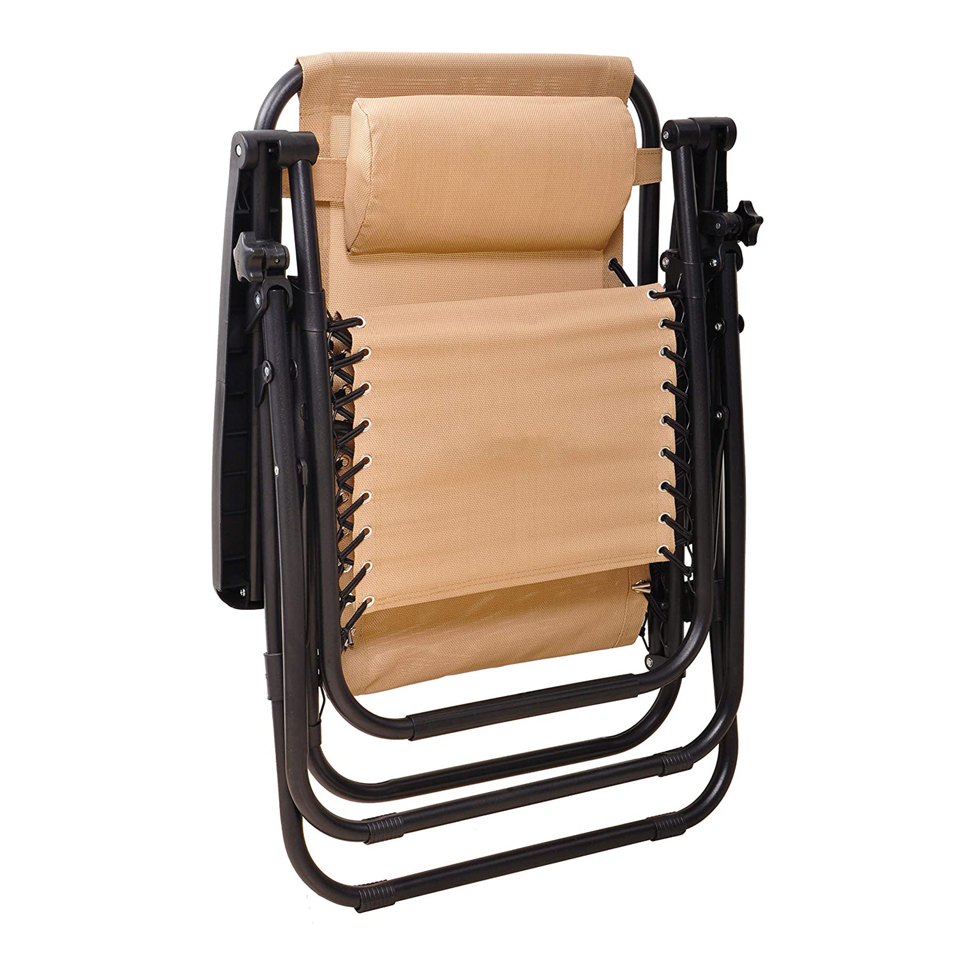 Elevon Adjustable Outdoor Zero Gravity Recliner Lounge Chair, Beige, Set of 2 - VMInnovations