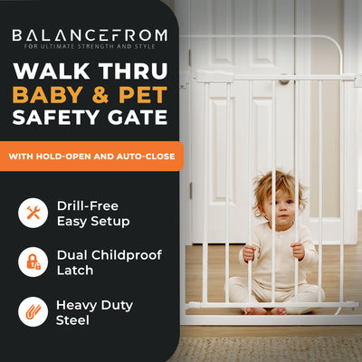 BalanceFrom Walk Thru Auto Close Hold Open Baby Safety Gate, (Open Box)