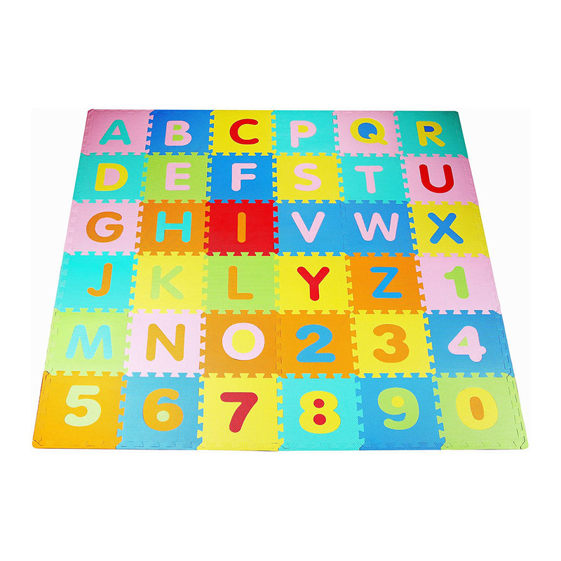 BalanceFrom 9 Color Thick Interlocking Letter Puzzle Foam Exercise Play Mats, 36