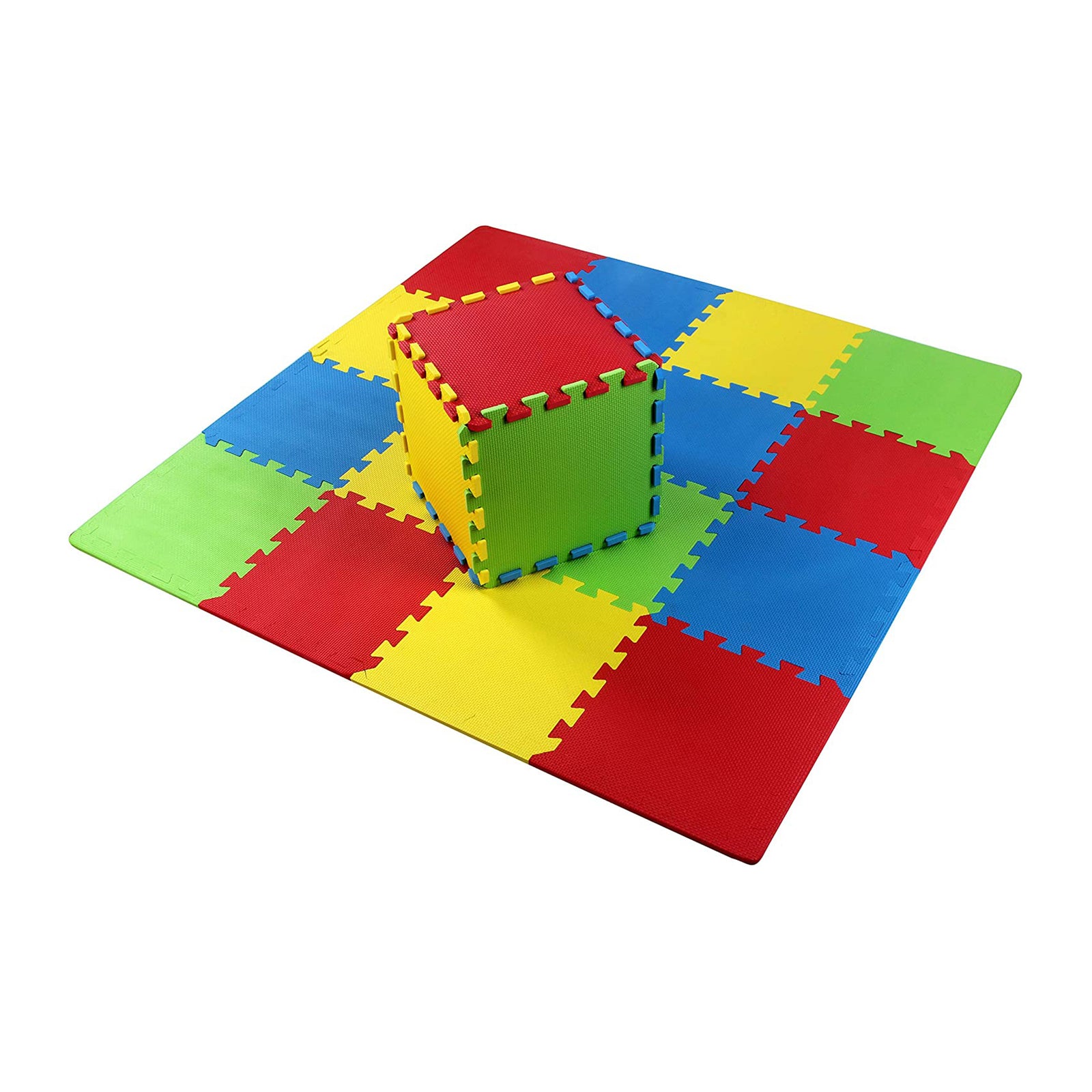 BalanceFrom 4 Color Extra Thick Interlocking Puzzle Foam Play Mats, 16 (Used) - VMInnovations