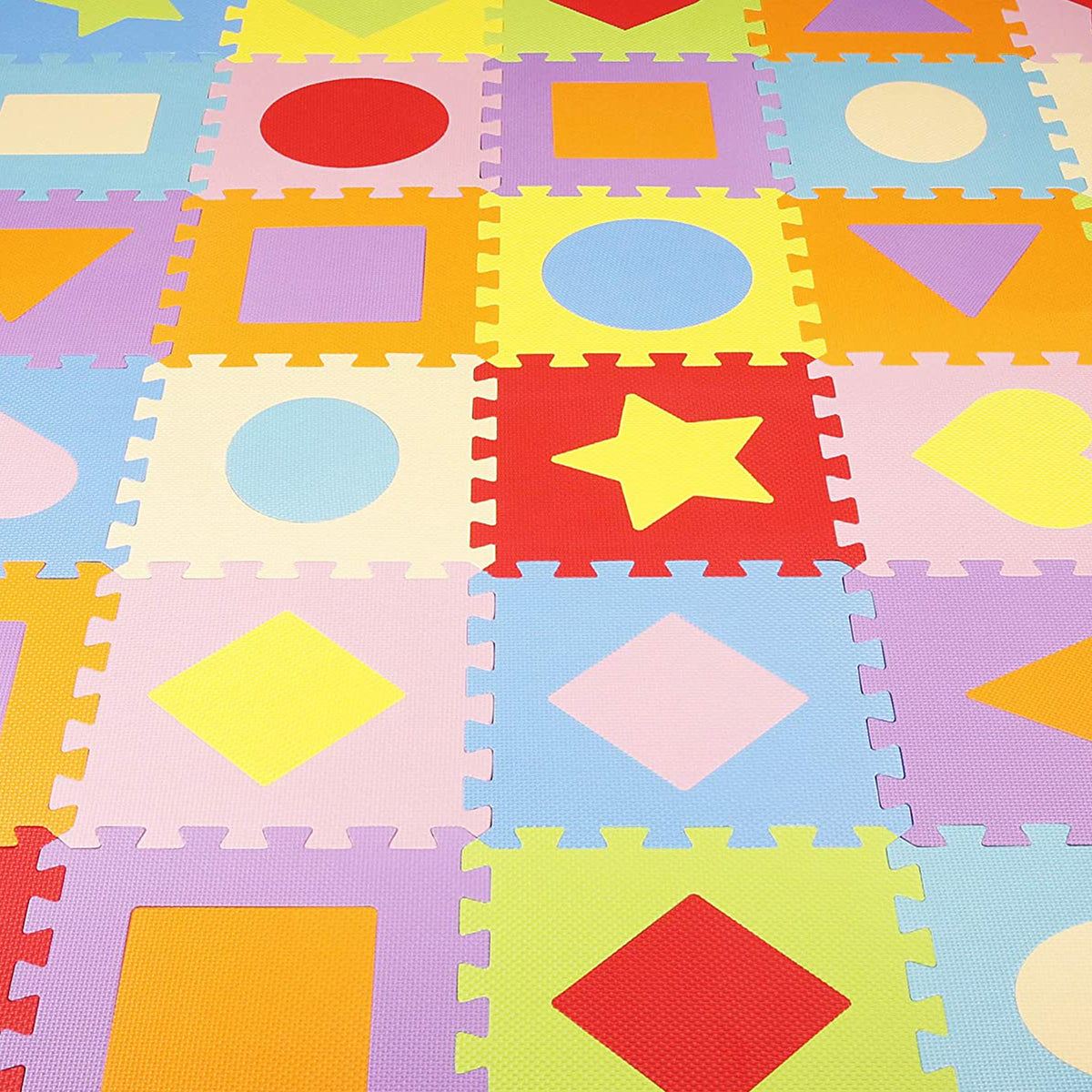 9 Color Thick Interlocking Shape Puzzle Foam Exercise Play Mats (Open Box) - VMInnovations