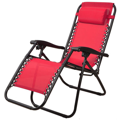 Elevon Adjustable Outdoor Zero Gravity Recliner Lounge Chair, Burgundy, Set of 2 - VMInnovations