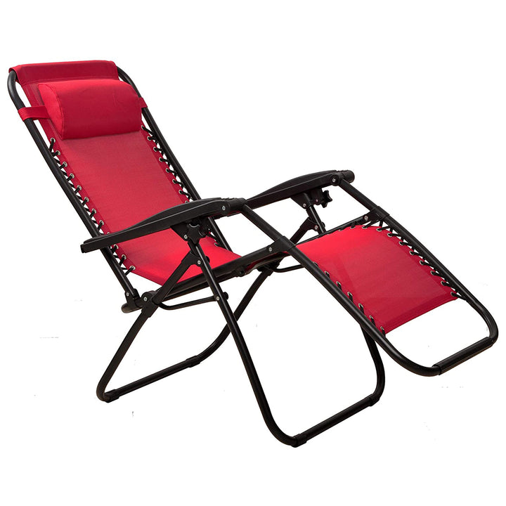 Elevon Adjustable Outdoor Zero Gravity Recliner Lounge Chair, Burgundy, Set of 2