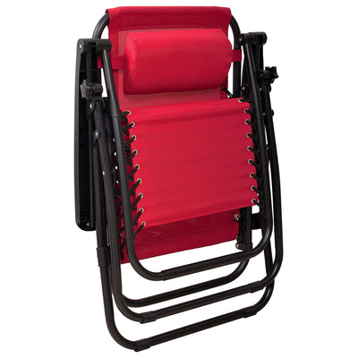 Elevon Adjustable Outdoor Zero Gravity Recliner Lounge Chair, Burgundy, Set of 2 - VMInnovations