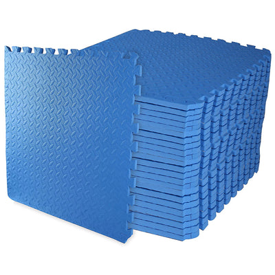 BalanceFrom Fitness 96 Sq Ft Interlocking Foam Exercise Mat Tiles, Blue (Used) - VMInnovations