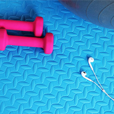 BalanceFrom Fitness 96 Sq Ft Interlocking EVA Foam Exercise Mat Tiles, Blue - VMInnovations