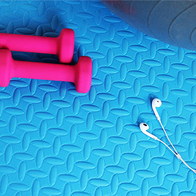 BalanceFrom Fitness 96 Sq Ft Interlocking EVA Foam Exercise Mat Tiles, Blue
