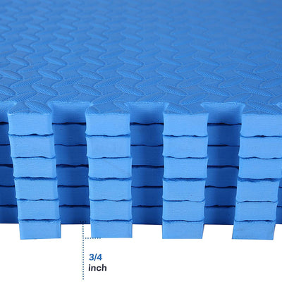 BalanceFrom Fitness 96 Sq Ft Interlocking EVA Foam Exercise Mat Tiles, Blue - VMInnovations