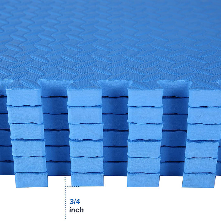 BalanceFrom Fitness 96 Sq Ft Interlocking Foam Exercise Mat Tiles, Blue (Used)