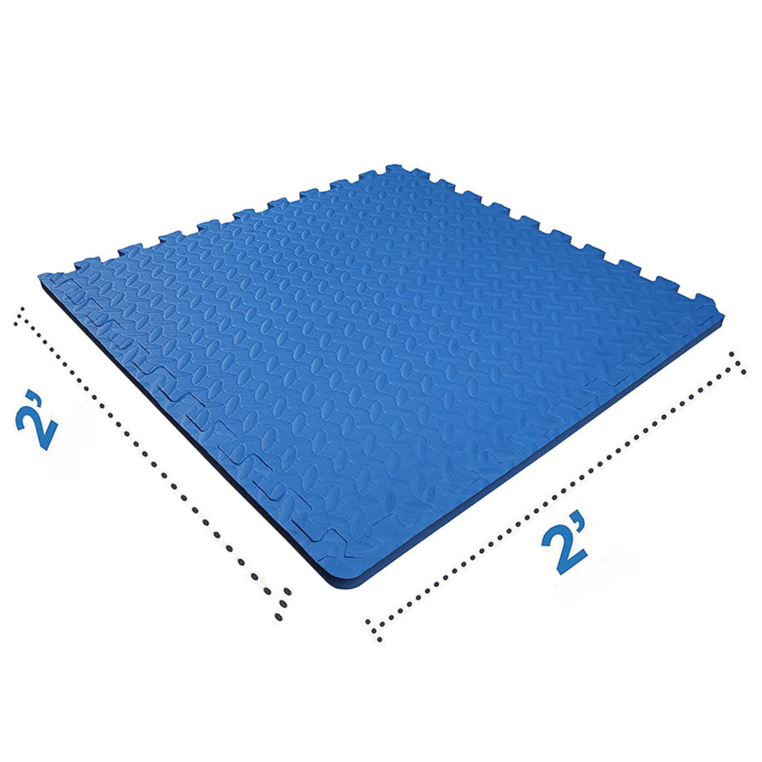 BalanceFrom Fitness 96 Sq Ft Interlocking EVA Foam Exercise Mat Tiles, Blue