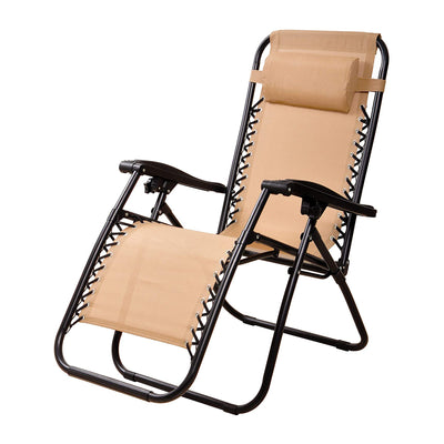 Elevon Adjustable Zero Gravity Recliner Lounge Deck Chair, Beige (Open Box)
