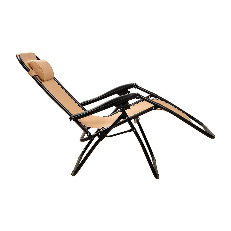 Elevon Adjustable Zero Gravity Recliner Lounge Chair for Outdoor Deck, Beige