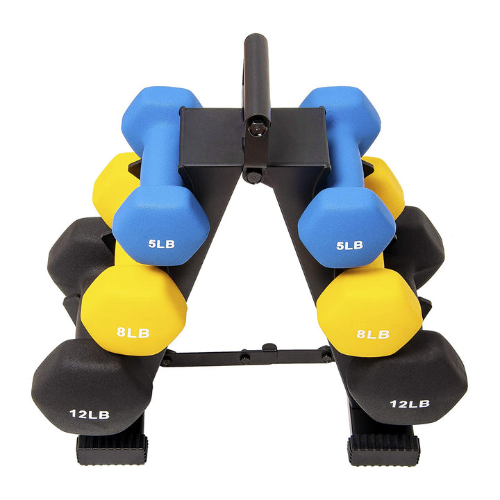 Sporzon! Neoprene Coated 3 Pairs Metal Handheld Dumbbell Weight Set w/ Stand