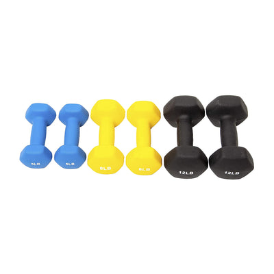 Sporzon! Neoprene Coated 3 Pairs Dumbbell Weight Set w/ Stand (Open Box)