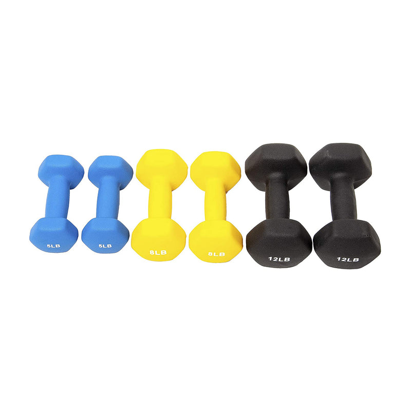 Sporzon! Neoprene Coated 3 Pairs Metal Handheld Dumbbell Weight Set w/ Stand