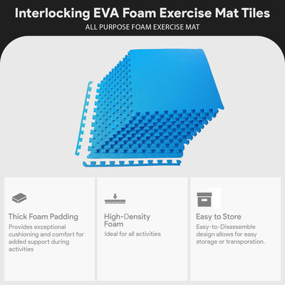 BalanceFrom Fitness 72 Sq Ft Interlocking EVA Foam Exercise Tiles, Blue (Used)