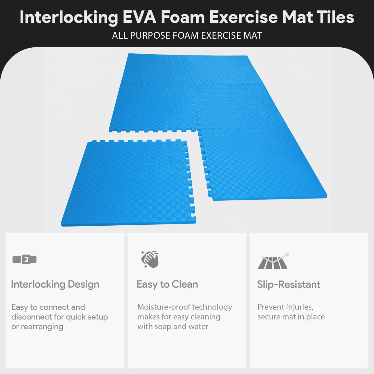 BalanceFrom Fitness 72 Sq Ft Interlocking EVA Foam Exercise Tiles, Blue (Used)