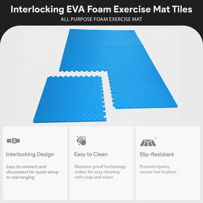 BalanceFrom Fitness 72 Sq Ft Interlocking EVA Foam Exercise Tiles, Blue (Used)