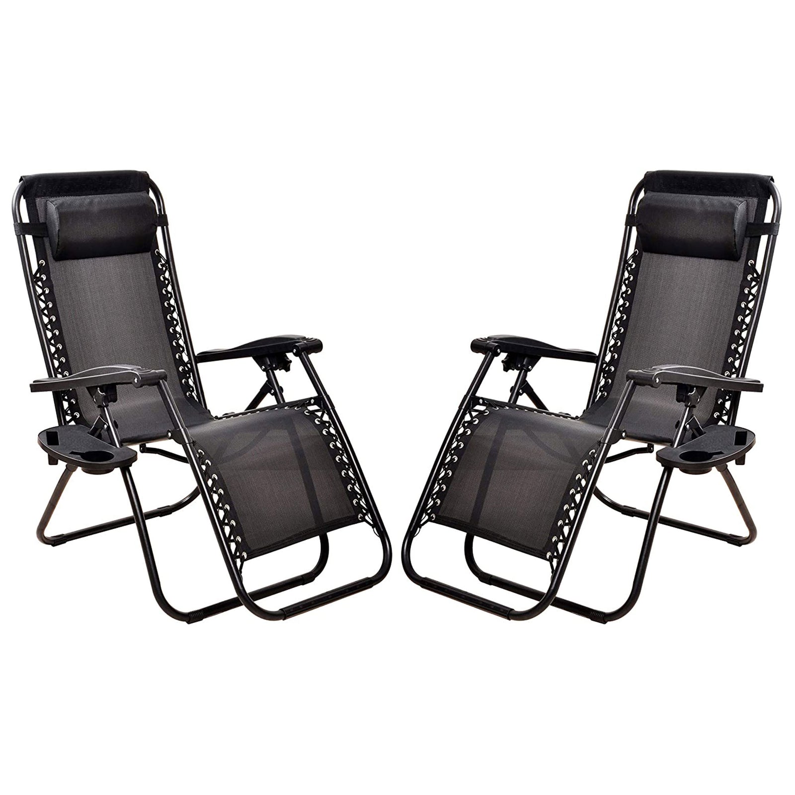 Elevon Adjustable Zero Gravity Recliner Lounge Chair, Black, Set of 2 (Used) - VMInnovations