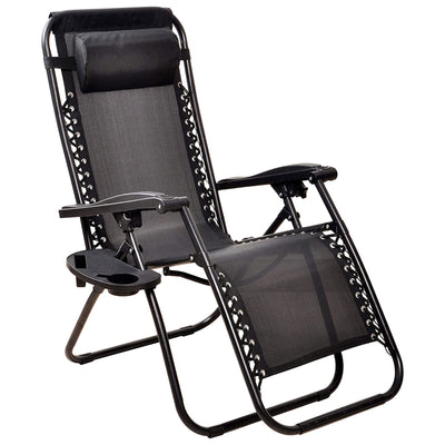 Elevon Adjustable Outdoor Zero Gravity Recliner Lounge Chair, Black, Set of 2 - VMInnovations