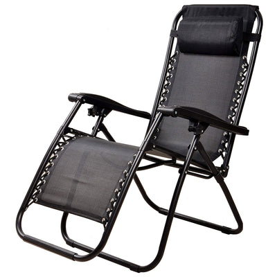 Elevon Adjustable Outdoor Zero Gravity Recliner Lounge Chair, Black, Set of 2 - VMInnovations