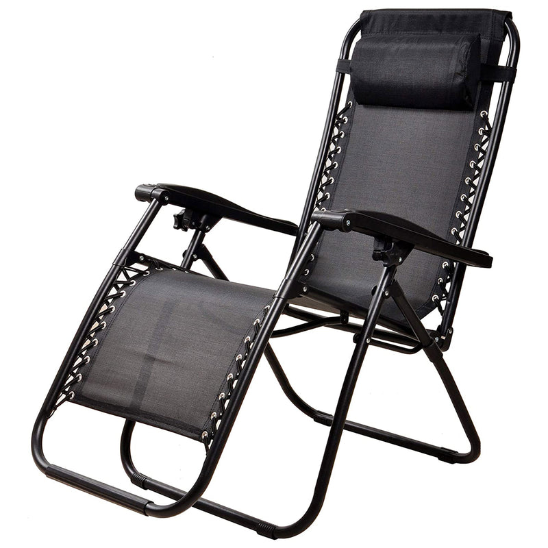 Elevon Adjustable Zero Gravity Recliner Lounge Chair, Black, Set of 2 (Used)