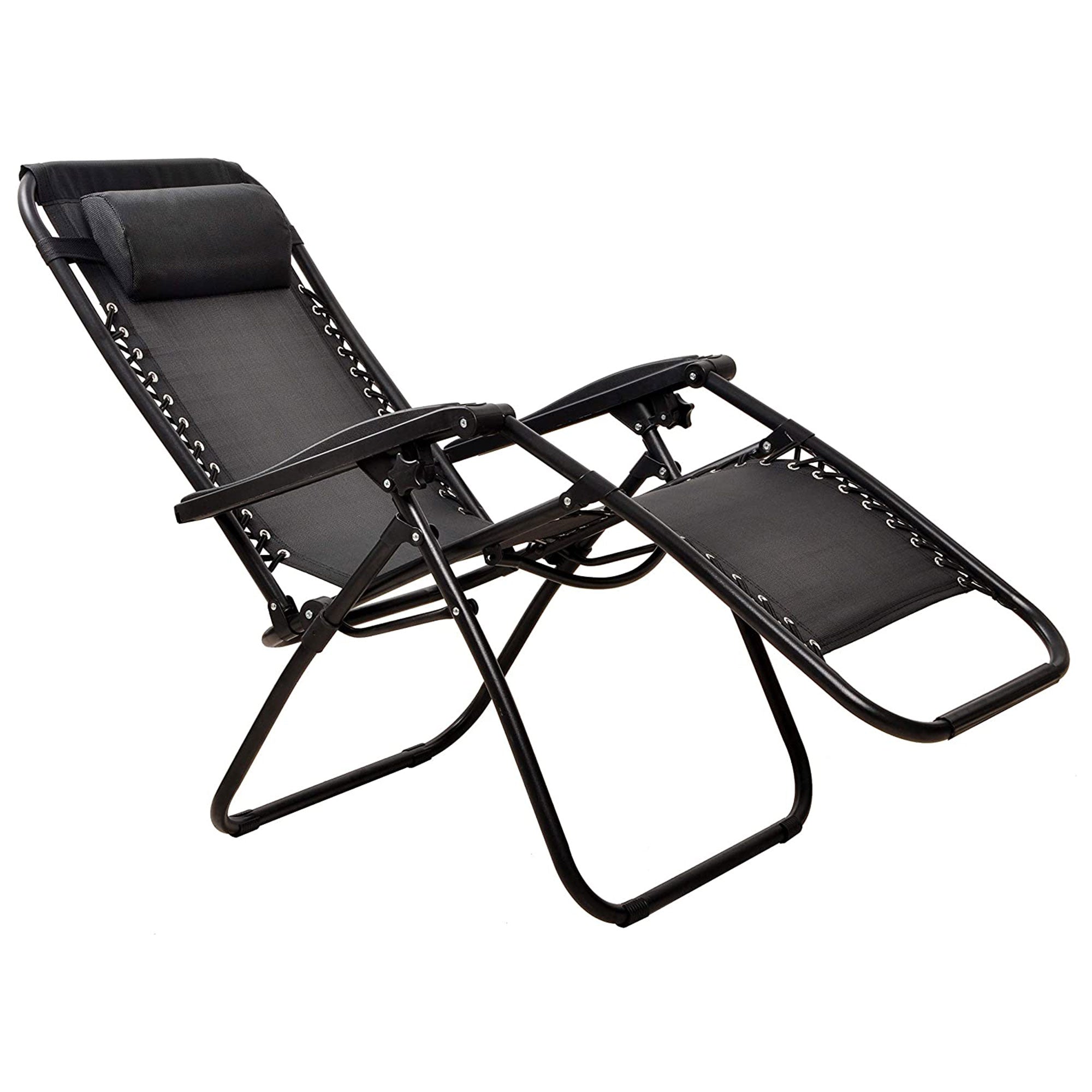 Elevon Adjustable Outdoor Zero Gravity Recliner Lounge Chair, Black, Set of 2 - VMInnovations