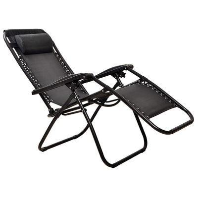 Elevon Adjustable Outdoor Zero Gravity Recliner Lounge Chair, Black, Set of 2 - VMInnovations