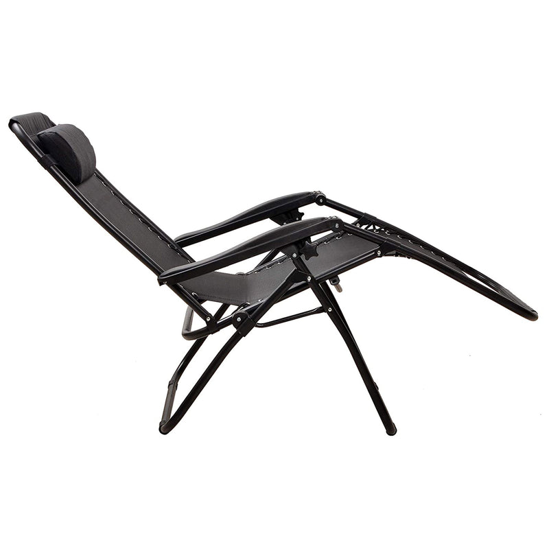 Elevon Adjustable Outdoor Zero Gravity Recliner Lounge Chair, Black, Set of 2