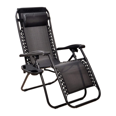 Elevon Adjustable Zero Gravity Recliner Lounge Chair for Outdoor Deck, Black - VMInnovations