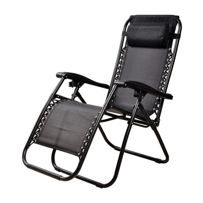 Elevon Adjustable Zero Gravity Recliner Lounge Chair for Outdoor Deck, Black - VMInnovations