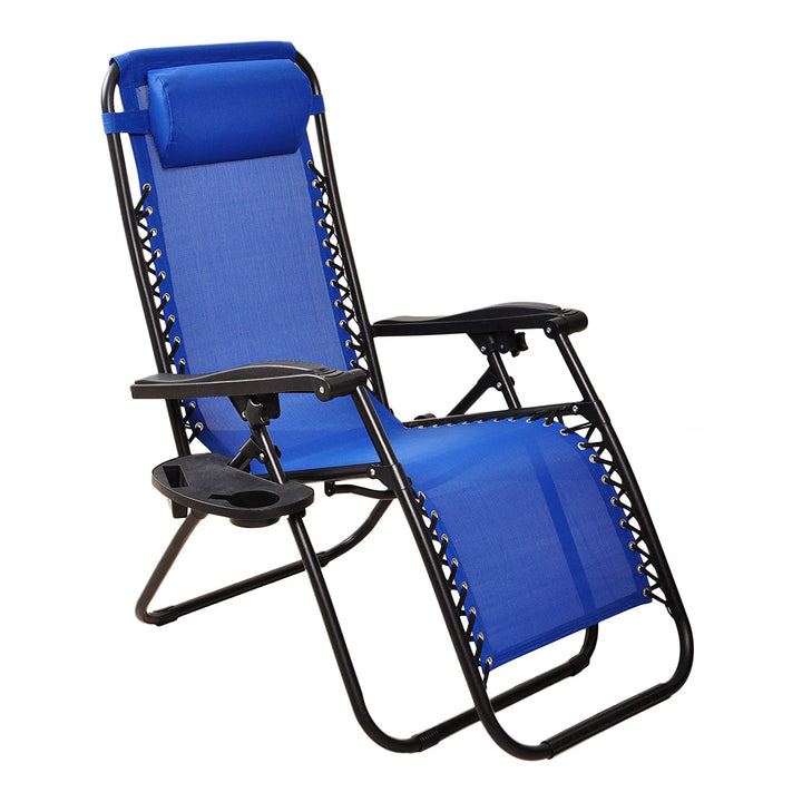 Elevon Zero Gravity Recliner Lounge Chair for Outdoor Deck, Blue (Open Box) - VMInnovations