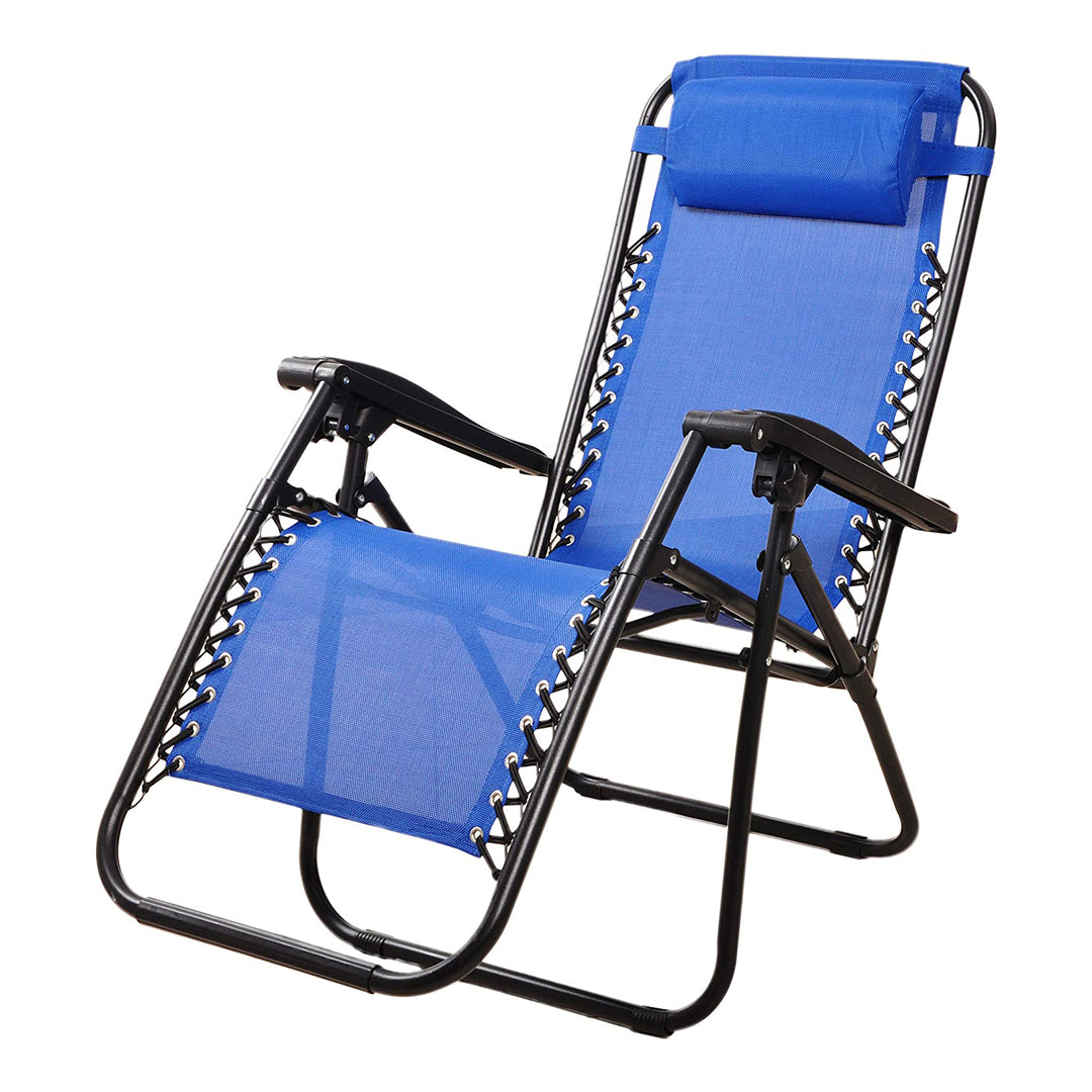 Elevon Zero Gravity Recliner Lounge Chair for Outdoor Deck, Blue (Open Box) - VMInnovations
