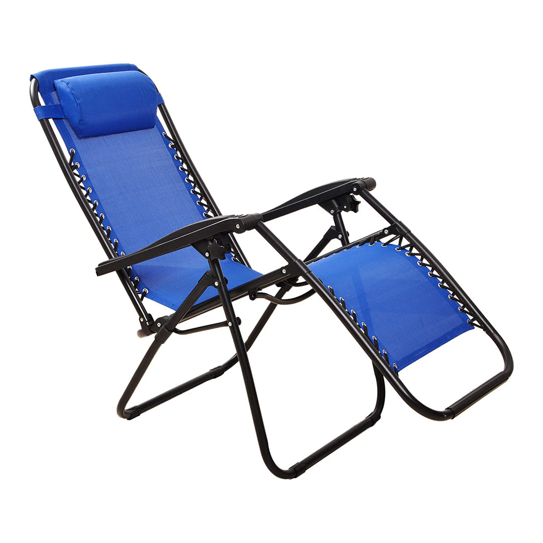 Elevon Zero Gravity Recliner Lounge Chair for Outdoor Deck, Blue (Open Box) - VMInnovations