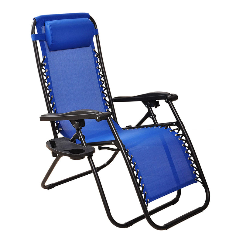 Elevon Adjustable Outdoor Zero Gravity Recliner Lounge Chair, Blue, Set of 2