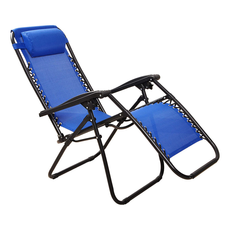 Elevon Adjustable Outdoor Zero Gravity Recliner Lounge Chair, Blue, Set of 2