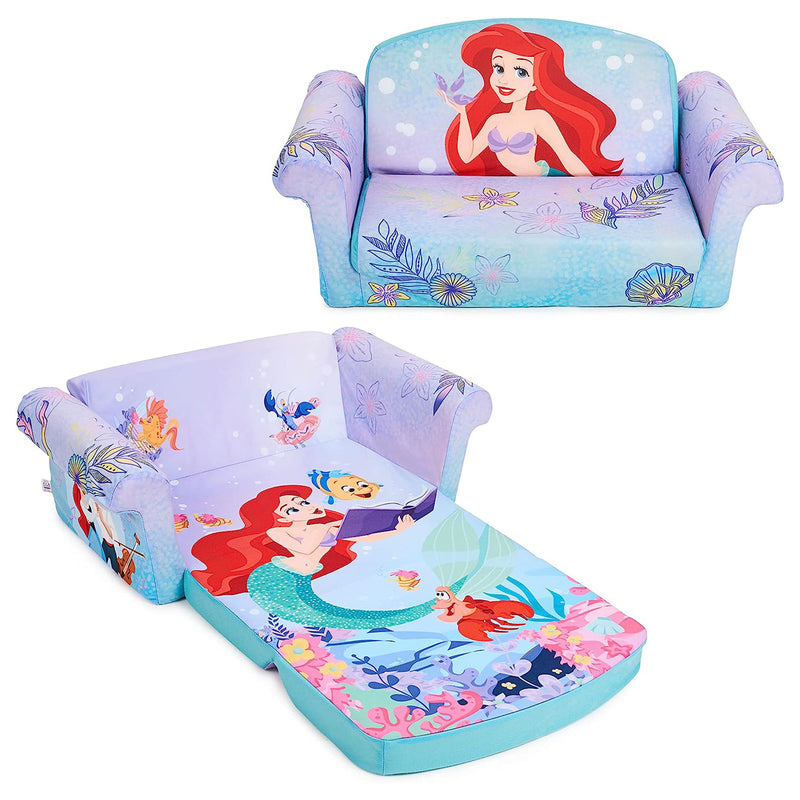 Marshmallow Furniture Kids 2-in-1 Flip Open Foam Sofa Bed, The Little Mermaid