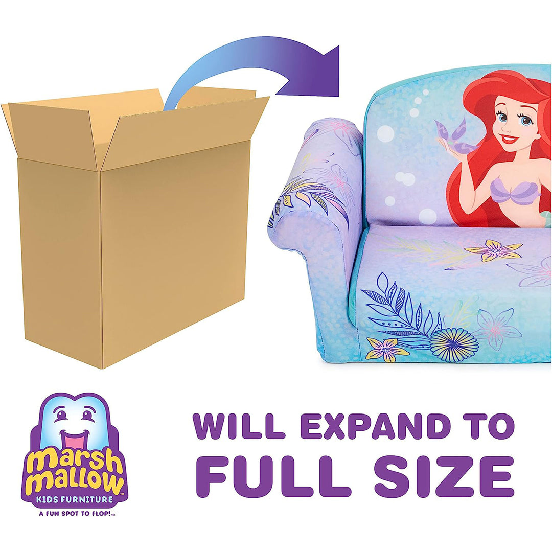 Marshmallow Furniture Kids 2-in-1 Flip Open Foam Sofa Bed, The Little Mermaid