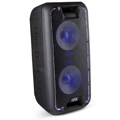 QFX PBX-100 Bluetooth Dual 10" Rechargeable Woofer Speaker w/ LED Light (2 Pack)