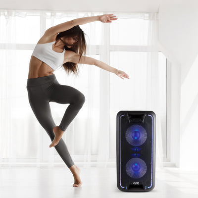 QFX PBX-100 Bluetooth Dual 10" Rechargeable Woofer Speaker w/ LED Light (4 Pack)