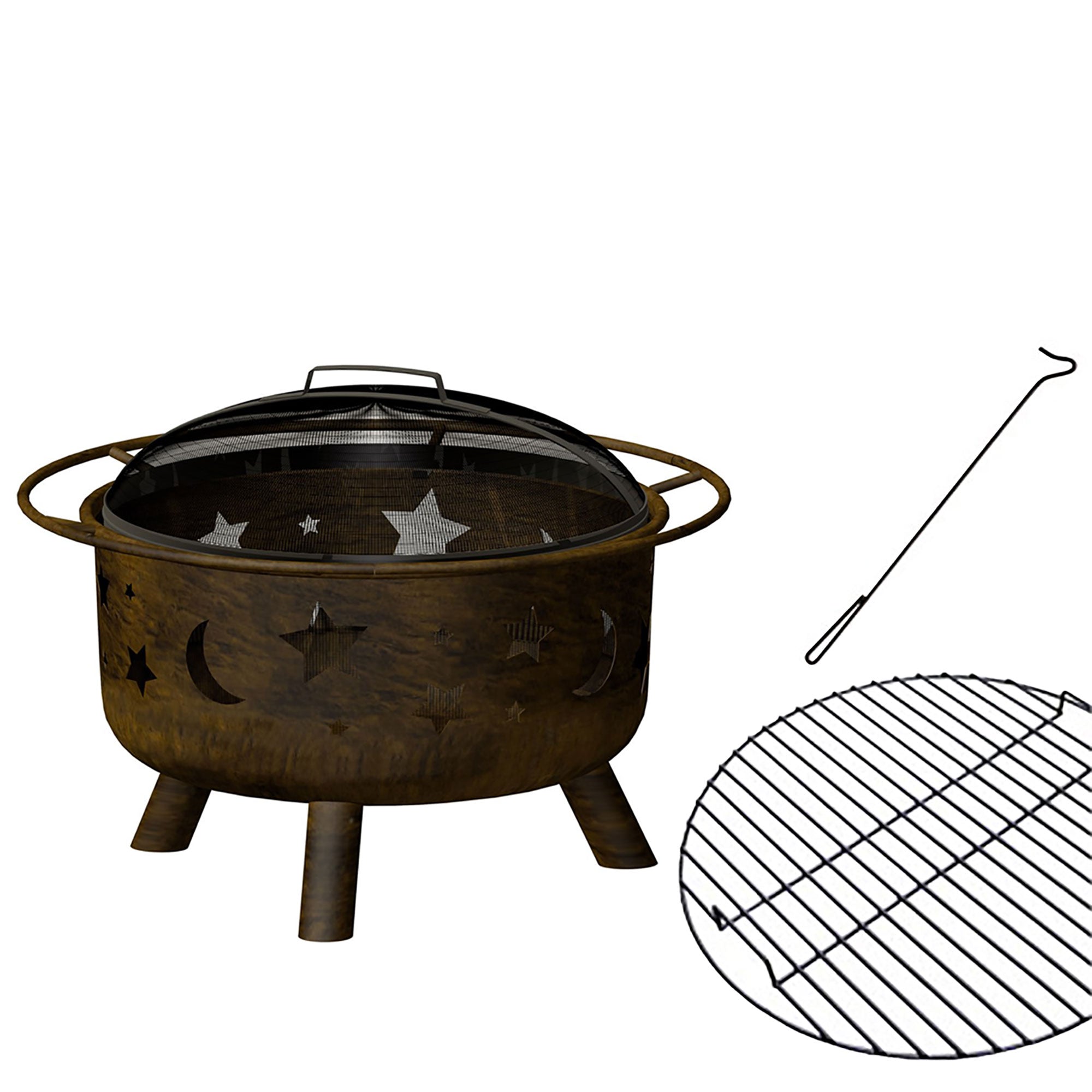 Landmann Big Sky Antique Bronze Finish Night Sky Wood Burning Fire Pit(Open Box)