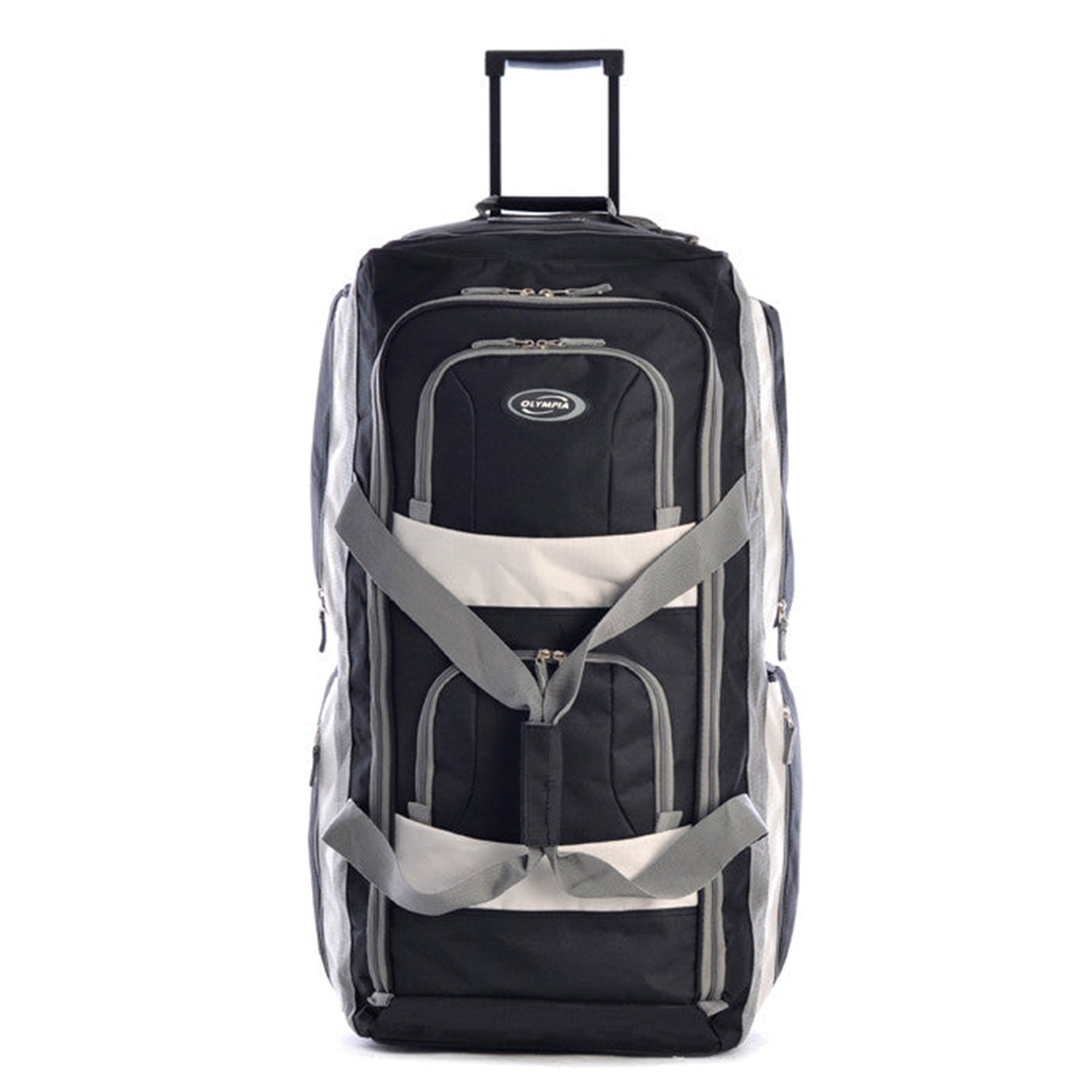 33 Inch 8 Pocket U Shape Rolling Duffel Bag w/ Retractable Handle, Black (Used) - VMInnovations