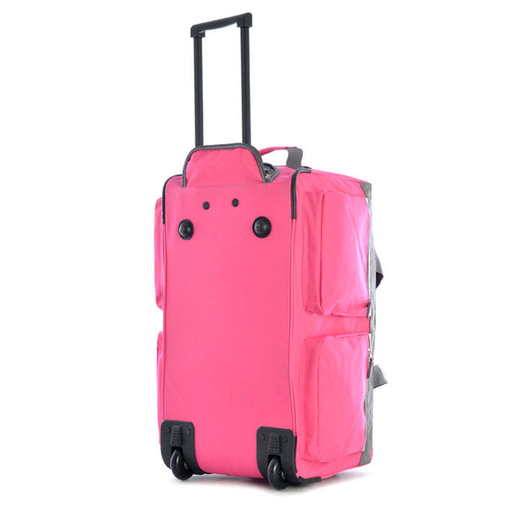 Olympia 26 Inch 8 Pocket Rolling Duffel Bag with Retractable Handle, Hot Pink