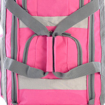 Olympia 26 Inch 8 Pocket Rolling Duffel Bag with Handle, Hot Pink (Open Box)