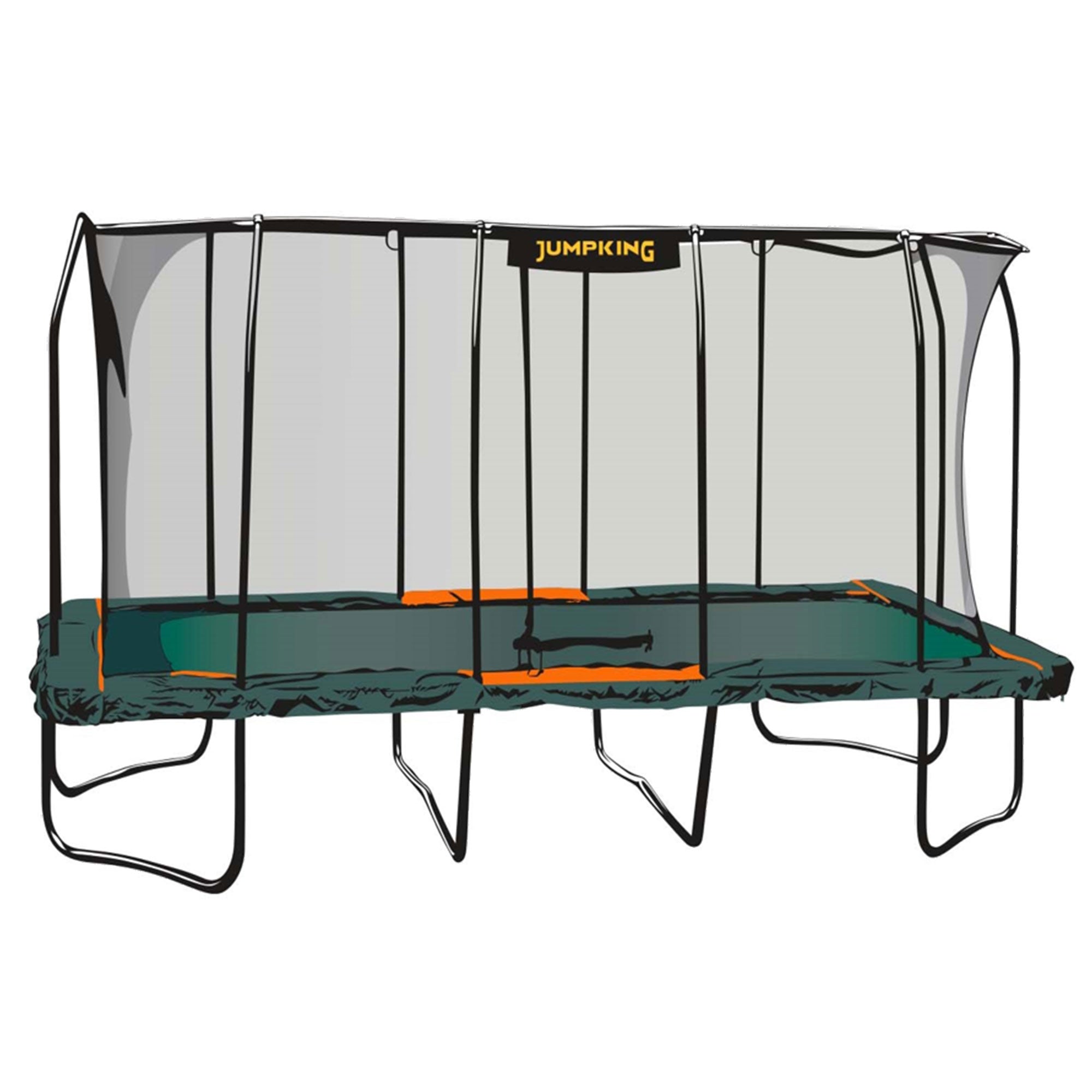 JumpKing Pro Series 10 by 16 Foot Rectangular Trampoline with Safety Enclosure - VMInnovations