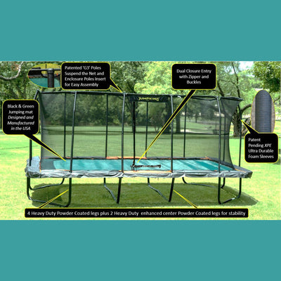 JumpKing Pro Series 10 by 18 Feet Rectangular Enclosure Trampoline, Black/Orange