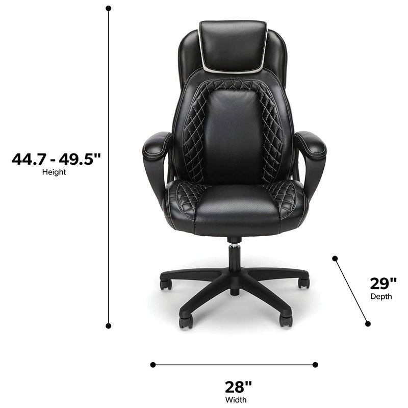 OFM ESS Collection Racing Style Leather High Back Office Chair, White (Open Box)