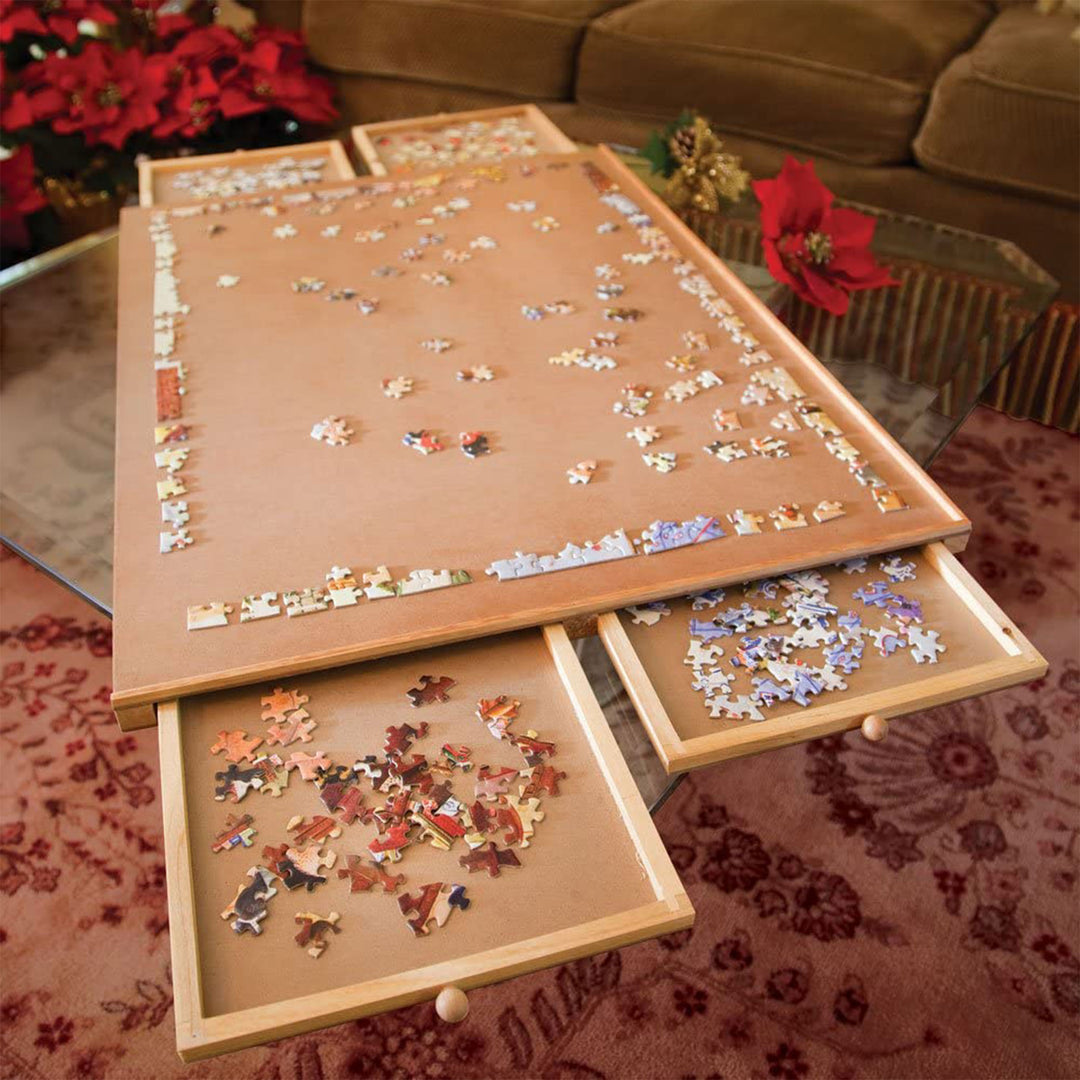 Bits and Pieces Jumbo 1500 Piece Puzzle Plateau with Storage Drawers (Open Box)