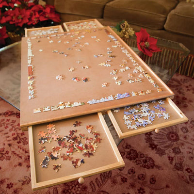 Bits and Pieces Jumbo 1500 Piece Puzzle Plateau with Storage Drawers (Open Box) - VMInnovations